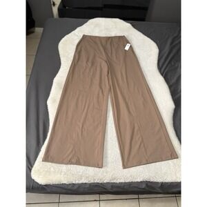 Old Navy Women Activewear Pants L Beige Wide Leg Go Dry Powersoft High Rise NWT